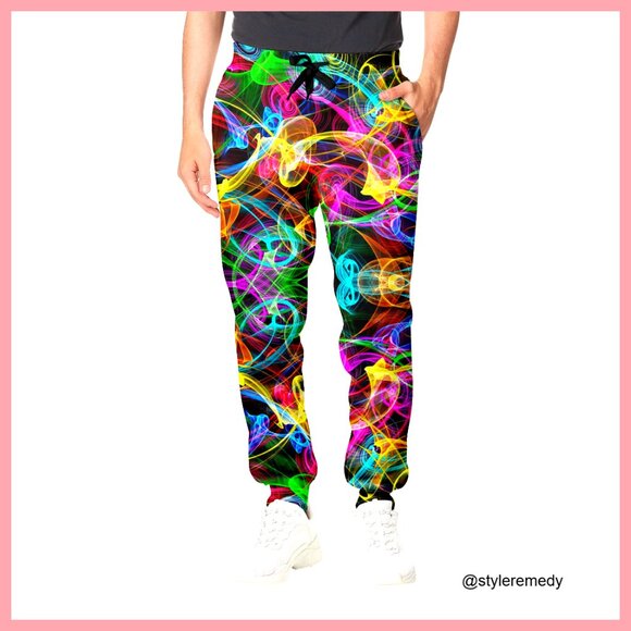 3D Print Graphic Sweatpants with Drawstring Waist